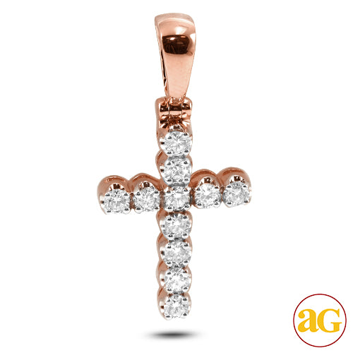 14KR 1.00CTW 11-STONE DIAMOND CROSS