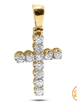 14KY 2.25CTW 11-STONE DIAMOND CROSS