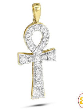 10KY 0.20CTW DIAMOND ILLUSION SET ANKH CROSS