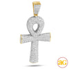 10KY 5.00CTW DIAMOND ROUNDED ANKH CROSS PENDANT