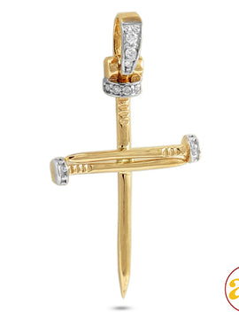 10KY 0.05CTW DIAMOND NAILS CROSS PENDANT