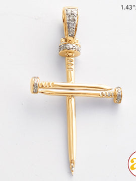 14KY 0.15CTW DIAMOND NAILS CROSS PENDANT