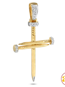 10KY 0.30CTW DIAMOND NAILS CROSS PENDANT