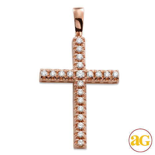 14KR 2.00CTW DIAMOND PRONG SET CROSS PENDANT