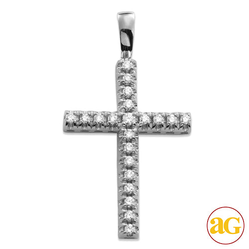 14KW 2.00CTW DIAMOND PYRAMID SETTING CROSS PENDANT