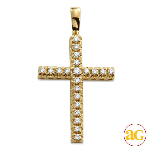 14KY 2.00CTW DIAMOND PRONG SET CROSS PENDANT