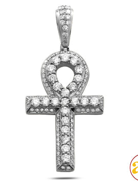 14KW 3.50CTW DIAMOND PRONG SET ANKH CROSS PENDANT