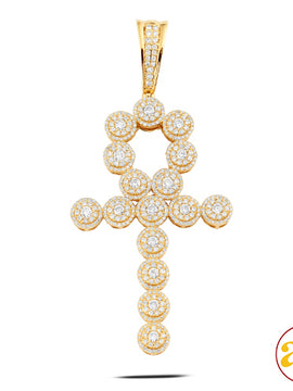 14KY 3.00CTW CLUSTER DIAMOND ANKH CROSS PENDANT