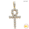 14KY 1.15CTW CLUSTER DIAMOND ANKH CROSS PENDANT