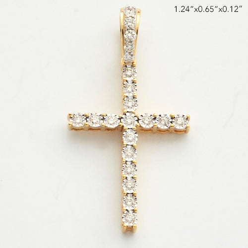 10KY 0.25CTW ILLUSION SET DIAMOND SINGLE ROW CROSS