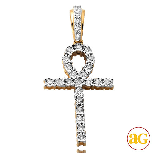 10KY 0.20CTW ILLUSION SET DIAMOND ANKH CROSS