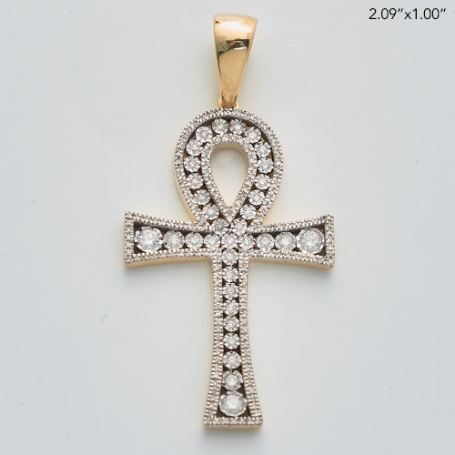 10KY 0.65CTW ILLUSION SET DIAMOND CROSS PENDANT