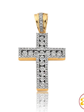 10KY 0.35CTW DIAMOND ILLUSION SET CROSS PENDANT