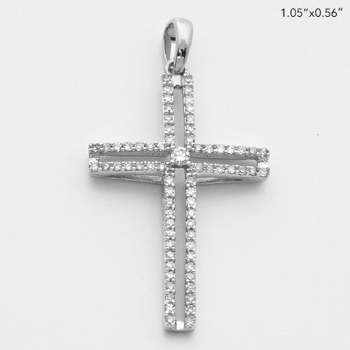 14KW 0.20CTW DIAMOND OPEN CROSS PENDANT