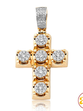 14KY 1.65CTW DIAMOND ROUND CLUSTER PRONG SET CROSS