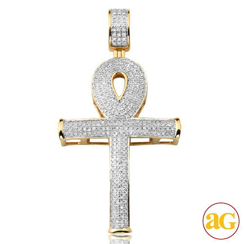 10KY 0.80CTW MICROPAVE DIAMOND ANKH PENDANT