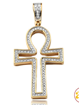 10KY 0.25CTW DIAMOND OPEN ANKH CROSS PENDANT