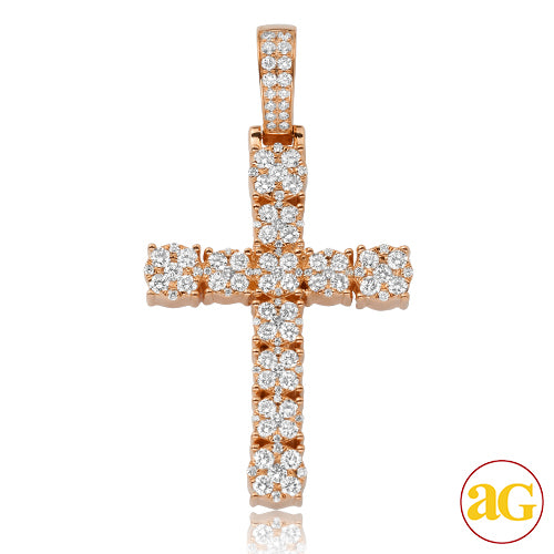 14KR 2.50CTW FLOWER DIAMOND CROSS PENDANT