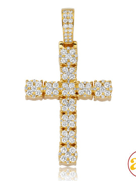 14KY 2.50CTW FLOWER DIAMOND CROSS PENDANT