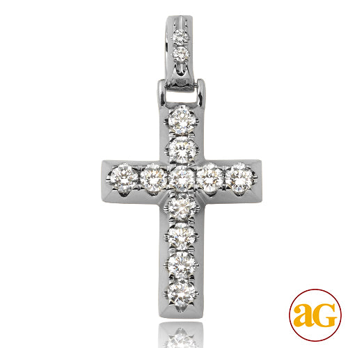 14KW 1.75CTW DIAMOND 4-PRONG FLAT SETTING CROSS PE