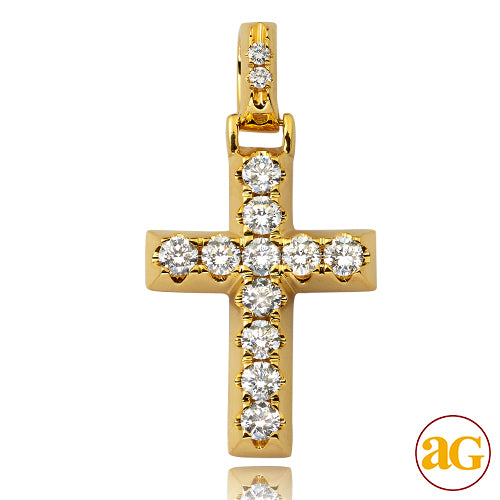 14KY 1.75CTW DIAMOND 4-PRONG FLAT SETTING CROSS PE