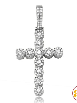 14KW 1.50CTW DIAMOND FLEUR HEAD CROSS PENDANT