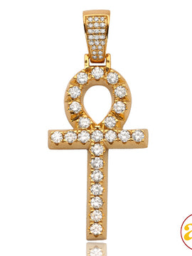 14KY 2.00CTW DIAMOND ANKH CROSS PENDANT