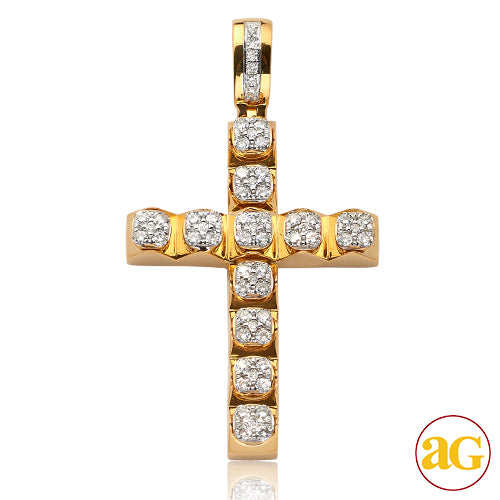 14KY 2.00CTW DIAMOND SQUARE CLUSTER CROSS PENDANT