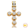 14KY 0.85CTW DIAMOND ROUND CLUSTER CROSS PENDANT