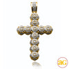 14KY 2.15CTW DIAMOND CROSS PENDANT - ROUND CLUSTER