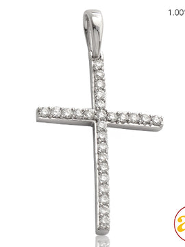 14KW 0.20CTW DIAMOND THIN CROSS PENDANT