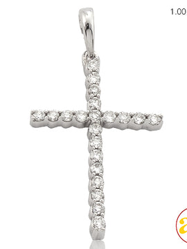 14KW 0.25CTW DIAMOND THIN CROSS PENDANT