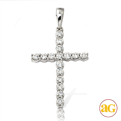 14KW 0.35CTW DIAMOND THIN CROSS PENDANT