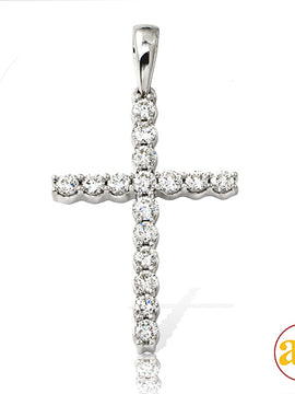 14KW 0.35CTW DIAMOND THIN CROSS PENDANT