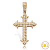 14KY 2.35CTW DIAMOND  FLEUR DE LIS 3-ROW CROSS