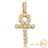 14KY 2.00CTW DIAMOND ROUND FLEUR DESIGN ANKH CROSS