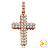 14KR 2.50CTW DIAMOND 2-ROW 3 PRONG CROSS PENDANT