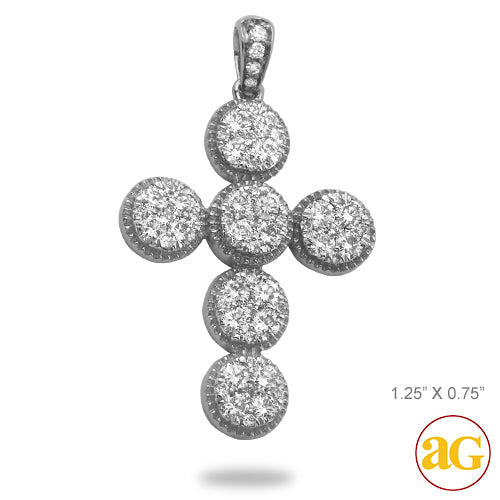 14KW 1.20CTW DIAMOND ROUND CLUSTER CROSS WITH