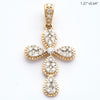 14KY 0.65CTW DIAMOND PEAR CLUSTER CROSS WITH