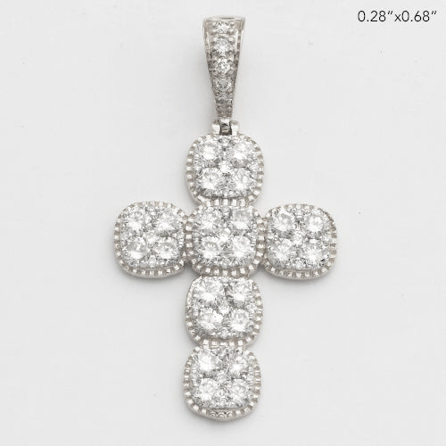 14KW 1.40CTW DIAMOND SQUARE CLUSTER CROSS WITH