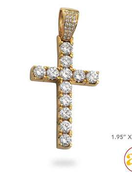 14KY 3.85CTW DIAMOND 4-PRONG SQUARE SETTING CROSS