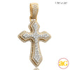 14KY+W 2.10CTW DIAMOND TWO TONE 3-D POINTED CROSS