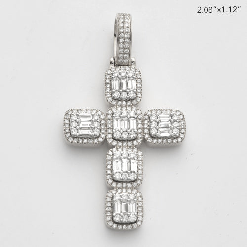 14KW 3.05CTW BAGUETTE DIAMOND CROSS PENDANT