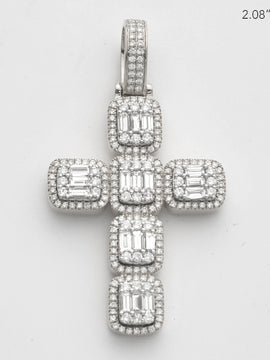 14KW 3.05CTW BAGUETTE DIAMOND CROSS PENDANT