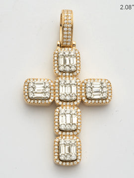 14KY+W 3.05CTW BAGUETTE DIAMOND CROSS PENDANT