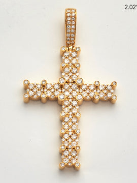 14KY 1.50CTW FLEUR DIAMOND CROSS PENDANT