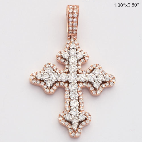 14KR+W 1.15CTW DIAMOND 3-D CROSS - FLEUR DE LIS