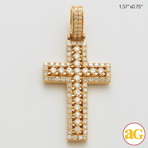 14KY 1.35CTW DIAMOND OPEN DESIGN PRONG SET CROSS