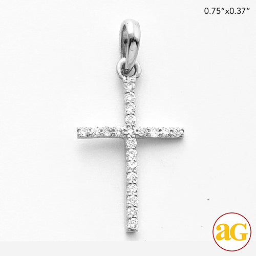 14KW 0.10CTW DIAMOND THIN CROSS PENDANT