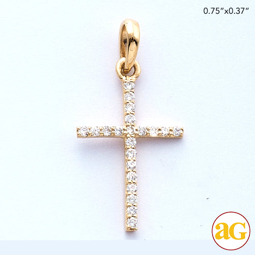 14KY 0.10CTW DIAMOND THIN CROSS PENDANT